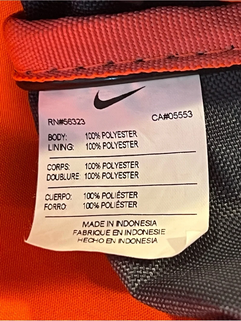 Nike Mens Steel grey and Neon Orange Sports Duffel Bag with Gray Straps